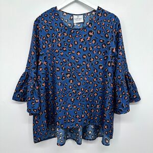 LaRoque Original Top Shirt Blouse OS Womens 100% Silk 3/4 Ruffle Sleeve L XL‎